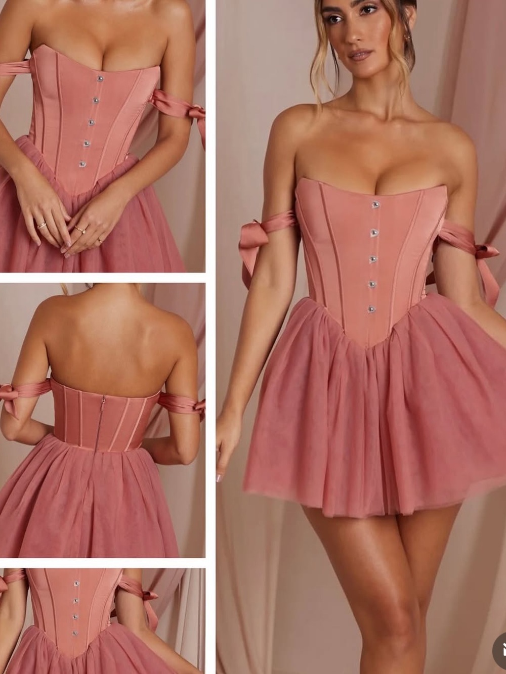 🌺 OH POLLY Reine Corset Tulle Mini Dress in Terracotta. Size US 2. Great Cond!! - Picture 4 of 12
